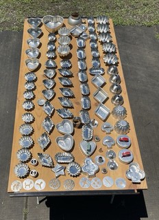 Mixed Vintage Kitchen Tart Pastry Tin Molds Cookie Cutters Etc. Large Lot