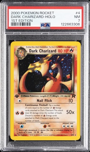 2000 POKEMON ROCKET 1ST EDITION #4 DARK CHARIZARD-HOLO PSA 7