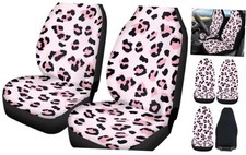 Print Car Seat Covers for Women Men, Thin Automobile Front Seat Pink Leopard