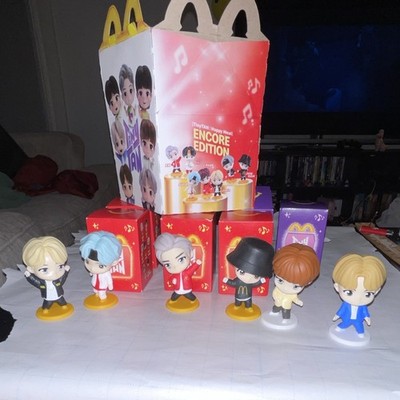 BTS TinyTAN Encore Edition McDonald's LOT OF 7 Figures And BTS Happy Meal Box