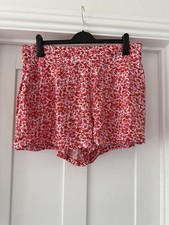 Red Pink and White M&S Floaty Shorts Size 18 Elasticated Waist