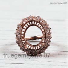 Stunning Big 12x10mm Oval Cut Semi Mount Engagement Ring Sterling Silver Ring