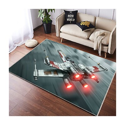 X-Wing Star Wars Rug, Sci-Fi Carpet, Space Themed Mat, Starfighter Kids Room Rug