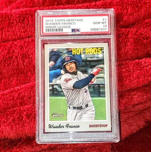 WANDER FRANCO 2019 TOPPS HERITAGE #1 MINOR LEAGUE ROOKIE PSA 10 🔥RAYS RC