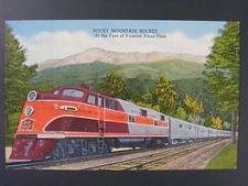 Pikes Peak CO Rocky Mountain Rocket Train Rock Island Linen Postcard 1930s-40s