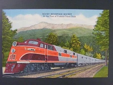 Pikes Peak CO Rocky Mountain Rocket Train Rock Island Linen Postcard 1930s-40s