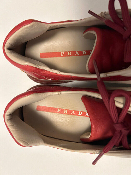 Vintage Leather Prada Bowling Shoes Made in Italy Red Vintage Leather Prada Bowling Shoes Made in Italy Red
