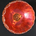Vintage NORTHWOOD Leaf & Beads Footed Marigold Carnival Glass Scalloped Bowl  — photo 3