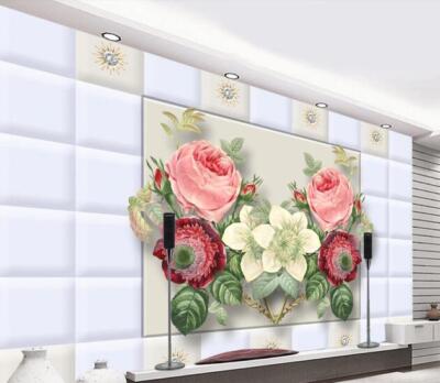 3D Flower Background ZHUA7100 Wallpaper Wall Murals Removable Self-adhesive Amy