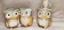 Ceramic Owl Salt & Pepper Shakers + Toothpick Holder mid century modern mcm new