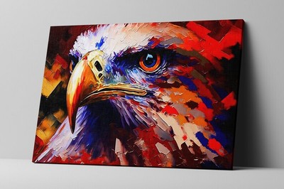 Wild American Weißkopfseeadler USA lebendig bunt Leinwand Wandbild Dekor gerahmter Druck