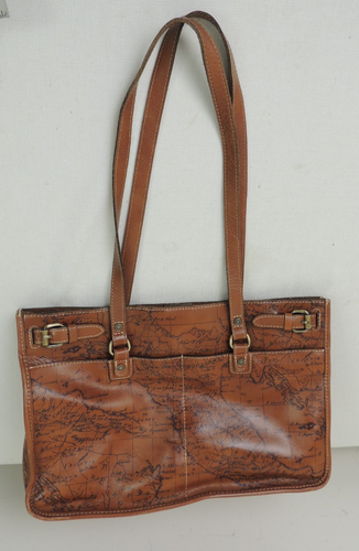 Patricia Nash Olivenza Tote Map Purse in Riot Rust Leather Shoulder Bag Clean!