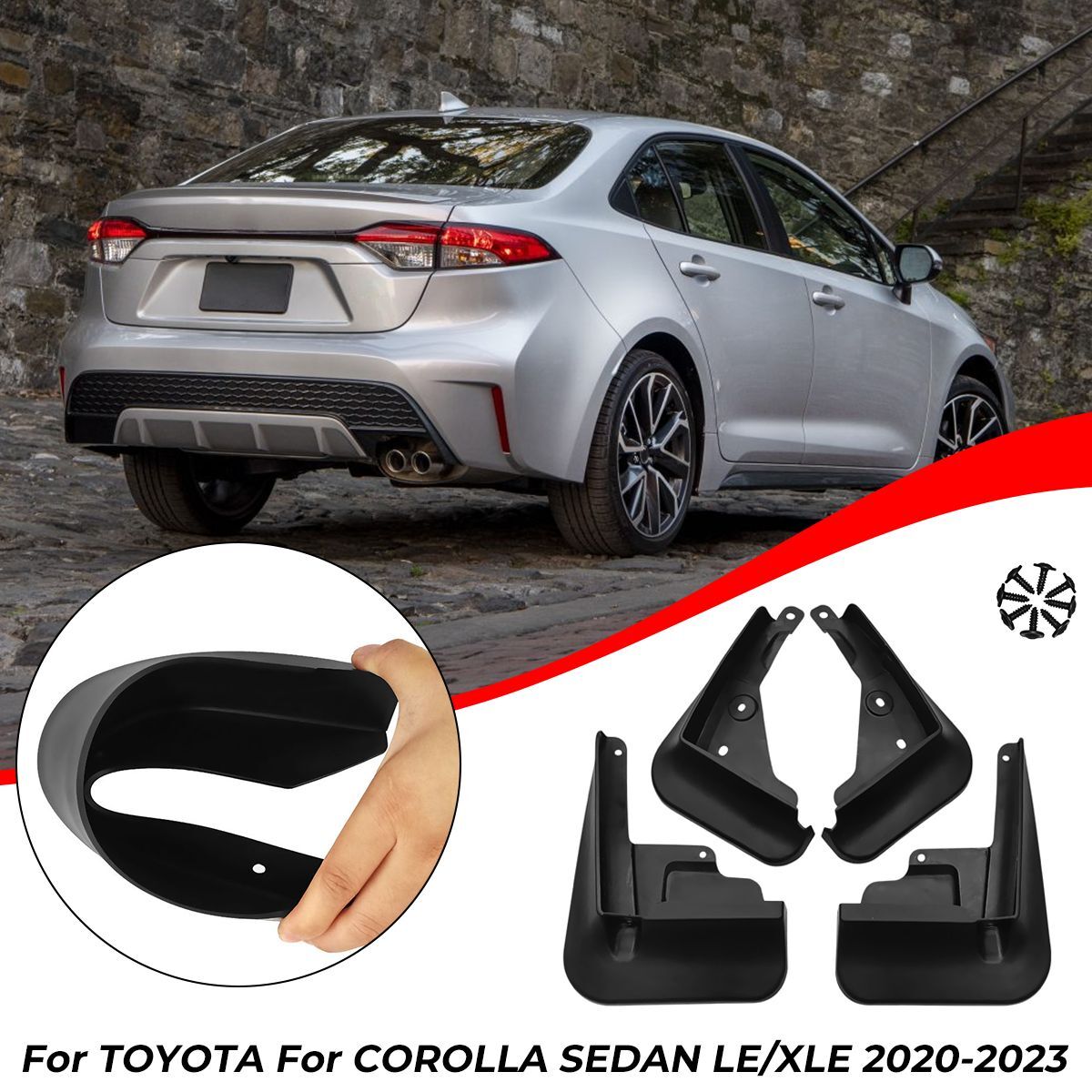 Mud flaps Splash Guards Fender Mudguard Black For Toyota for Corolla Sedan 20-23-image