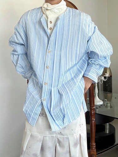 Lemaire Round neck striped shirt with long sleeves