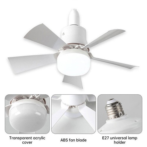 Ceiling Fan E27 Socket Fan 30W with Dimmable LED Light Remote Controller 3 Speed - Picture 14 of 20