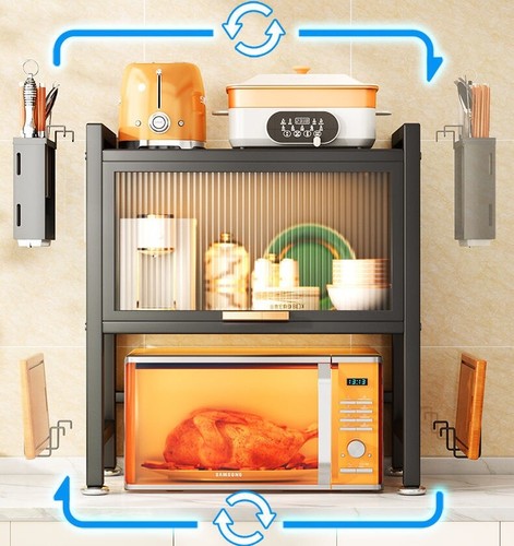 Kitchen Countertop Microwave Oven Rack 2-Tier Microwave Shelf w/ Storage Cabinet - Picture 8 of 20