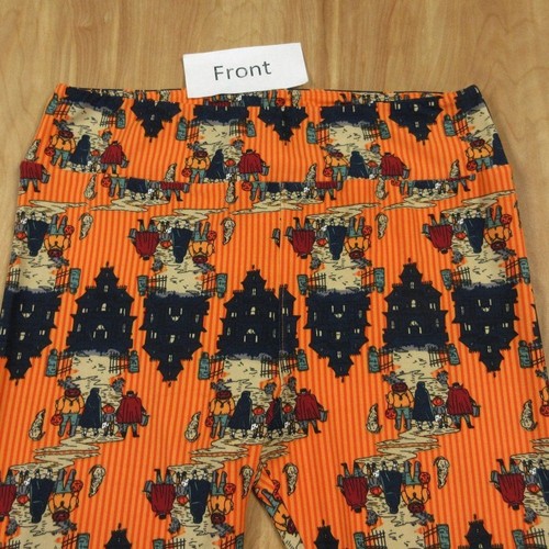 LULAROE Tall & Curvy Halloween Haunted House Leggings OS Orange Trick or Treat