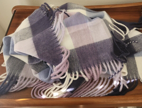 Loft blue white lavender plaid scarf - Picture 11 of 13
