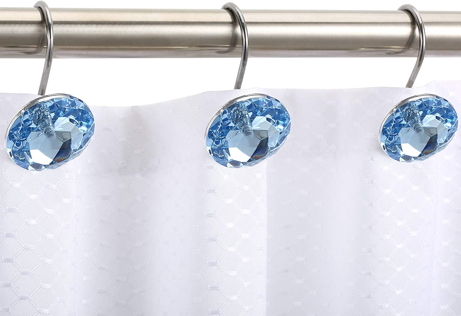Blue Shower Curtain Hooks Rings Crystal,Diamond Decorative Shower