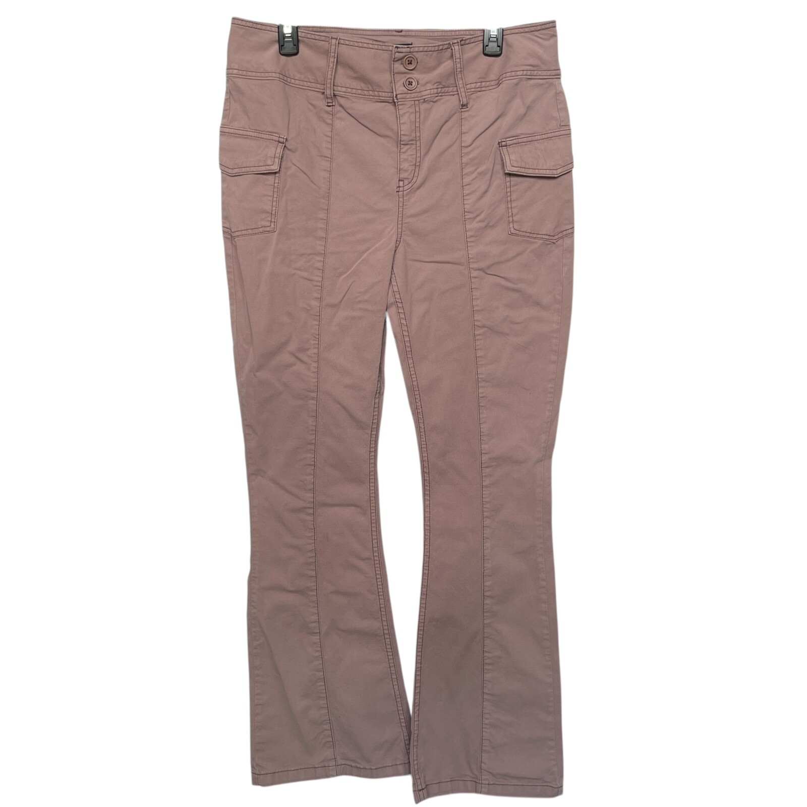 Asos Women Hourglass Flare Pants Size 10 Mink Cargo Pocket Cotton Stretch