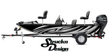 Retro Light Grey Swirled Lines Black Vinyl Graphic Decal Kit Fish Boat Wrap Usa