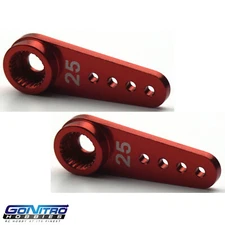 Go Nitro Hobbies 25T Small Aluminum One Way Servo Arm 2 Red Futaba / Savox