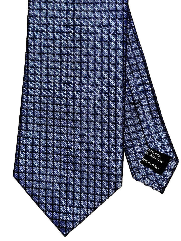 $250 NUEVO SIN ETIQUETAS TOM FORD Corbata de cuello acrílico seda azul oscuro a cuadros para hombre 3,9" Italia Foto 2 de 4