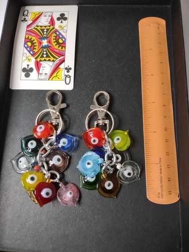 Schlüsselanhänger 2er Set bunte Glasaugen - Bild 2 von 4