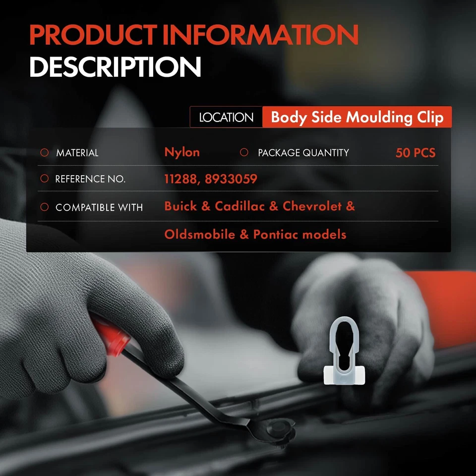 Зажимы-фиксаторы молдинги для отделки ремней Chevy El Camino Cadillac нейлон 50 шт. - Изображение 2 из 4