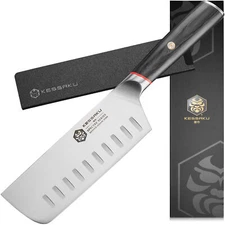 Kessaku 6-Inch Nakiri Cleaver Knife - Spectre Series AUS-8 HC Stainless Steel
