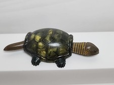 Vtg ELVIN PRODUCTS Japan Tin Litho Turtle Toy Nodder Bobblehead  Tail 5" Long