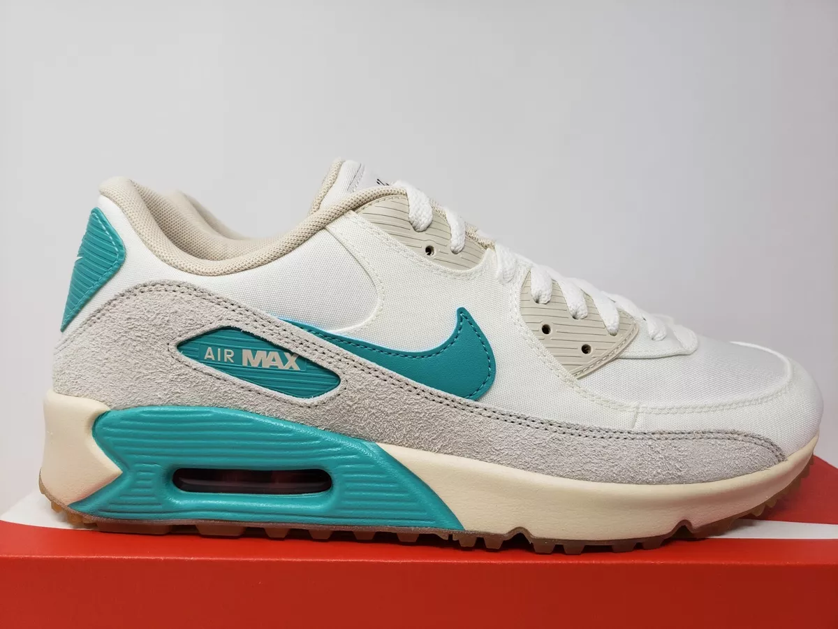 Nike Air Max 90 Golf Mens Size 10 Sail Washed Teal DO6492-141 Spikeless Shoes