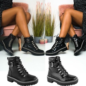 black cleated ankle boots
