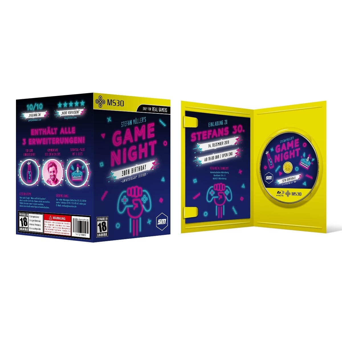 Geburtstag Einladungskarten individuelle DIN A5 Klappkarten - Videospiel Cover