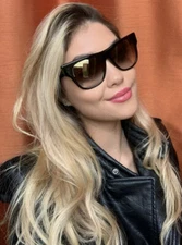 New Elegant DITA Cat Eye Black Gradient Oversized Women's Sunglasses