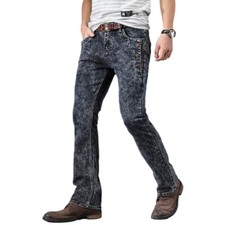 Men's Denim Pants Stretch Jeans Trousers Slim Fit Distressed Casual