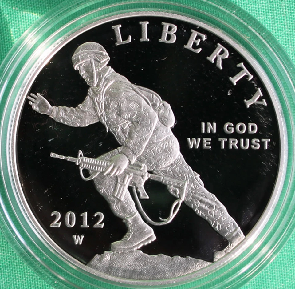 2012 W Infantry Soldier Silver Dollar Proof Commemorative Coin with Box and COA - Image 2 of 3