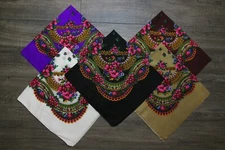Russian Scarf Slavic Babushka Floral Scarf Ethnic Folk Shawl Modern Chic Boho
