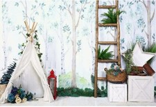 Forest Fairy Tale Indian Tent Photo Backdrop Picture Background PARTY 5'X7' New
