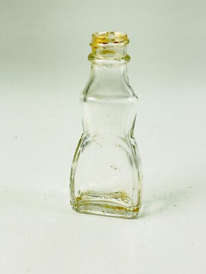 Vintage Clear Glass Bottle Hour Glass Syrup Pancake Commercial Sample 1/2 oz