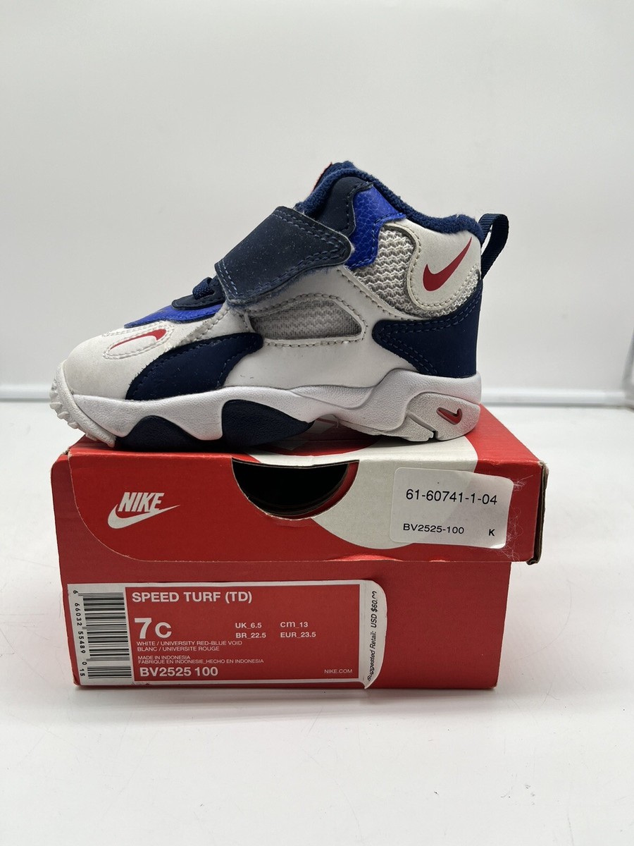 Nike BV2525 100 Crib Speed Tennies Shoes Turf White /Blue Toddler Size 7C