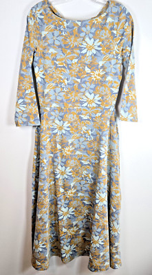 Pact Midi Dress Large Open Back Pockets Floral Fit Flare Organic Cotton NEW