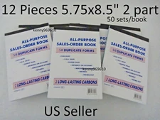 12X-Sales Order Book Receipt Invoice Duplicate 50 sets Forms 5.75" X 8.50" USA