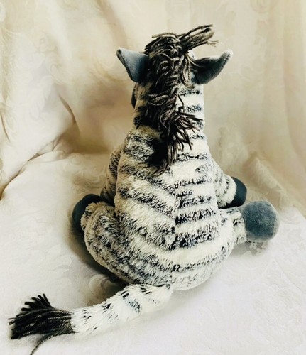 Koala Baby Zebra with gray stripes, yarn mane and embroidered facial features - Picture 3 of 7