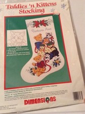 Dimensions TEDDIES n KITTENS Christmas Stocking No Count Cross Stitch