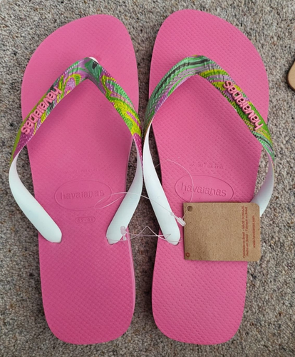 Havaianas Crystal Rose Pink Top Verano FlipFlop Sandals Slippers EU47/48 UK13/14