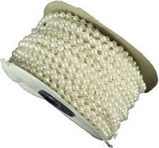 Pearl Plastic Beads on a String 4MM Faux Craft ROLL 24 yds white 