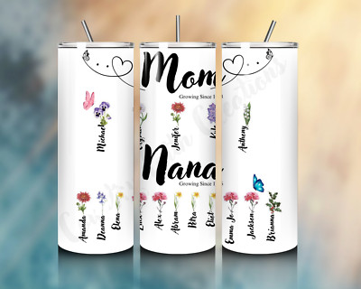 CUSTOMIZABLE Mothers Day Kids/Grandkids Birth Flower  20 OZ Tumbler, Gift