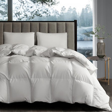 All-Season White Goose Down Twin Comforter - Fluffy Breathable Duvet Insert