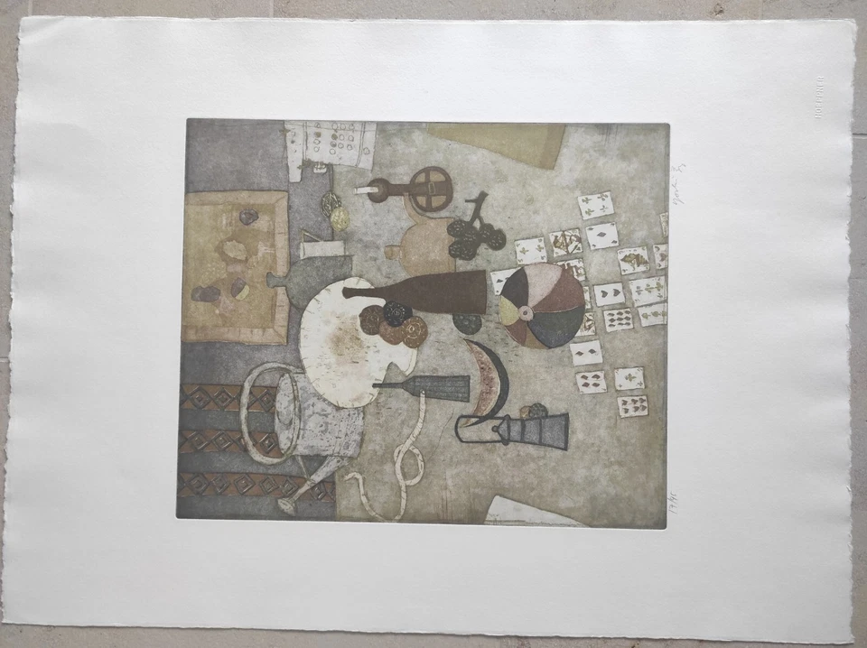 Yoshi Takahashi, unbekannt, Farbradierung, signiert, nummeriert 17/95,  66x45cm - Bild 2 von 4